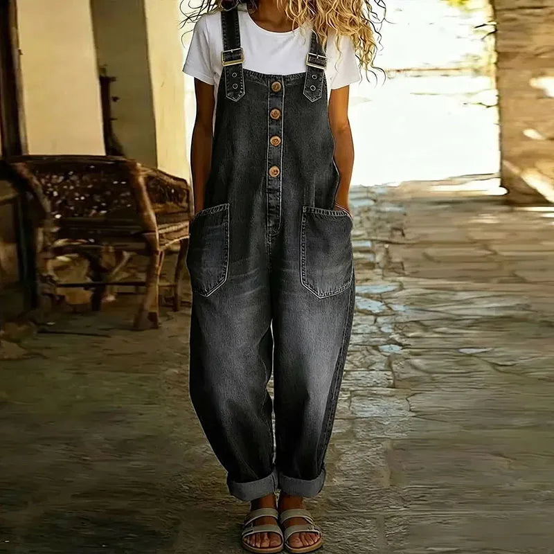 PV08 - Mono de Denim Vintage con Tirantes Regulables