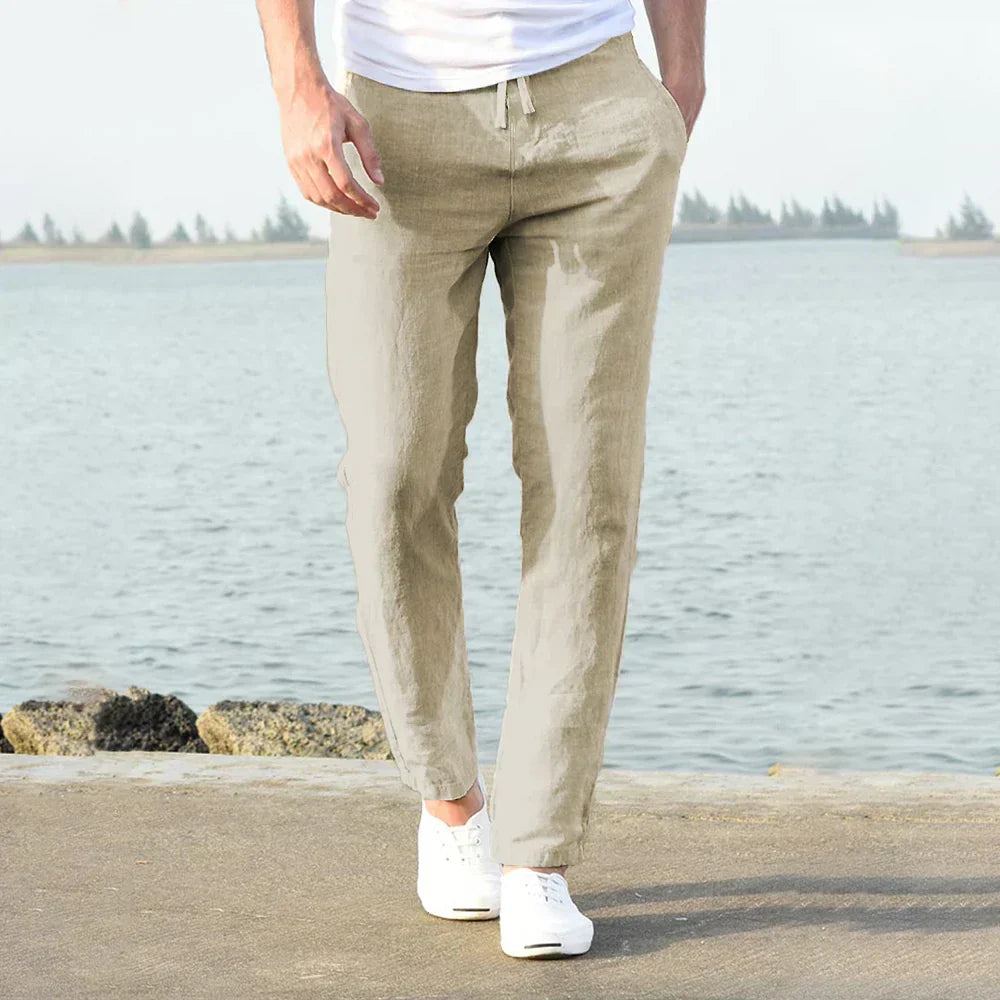 Aurelius - Pantalones ligeros de algodón-lino para hombre