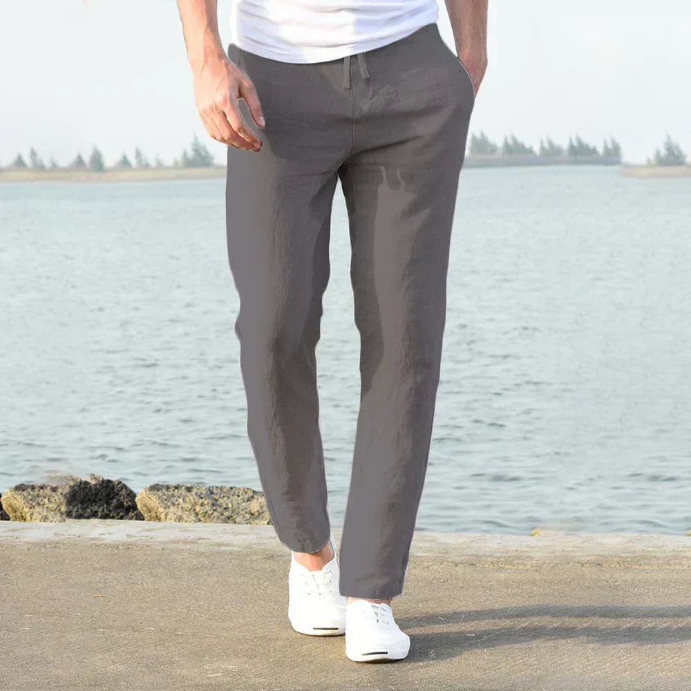Aurelius - Pantalones ligeros de algodón-lino para hombre