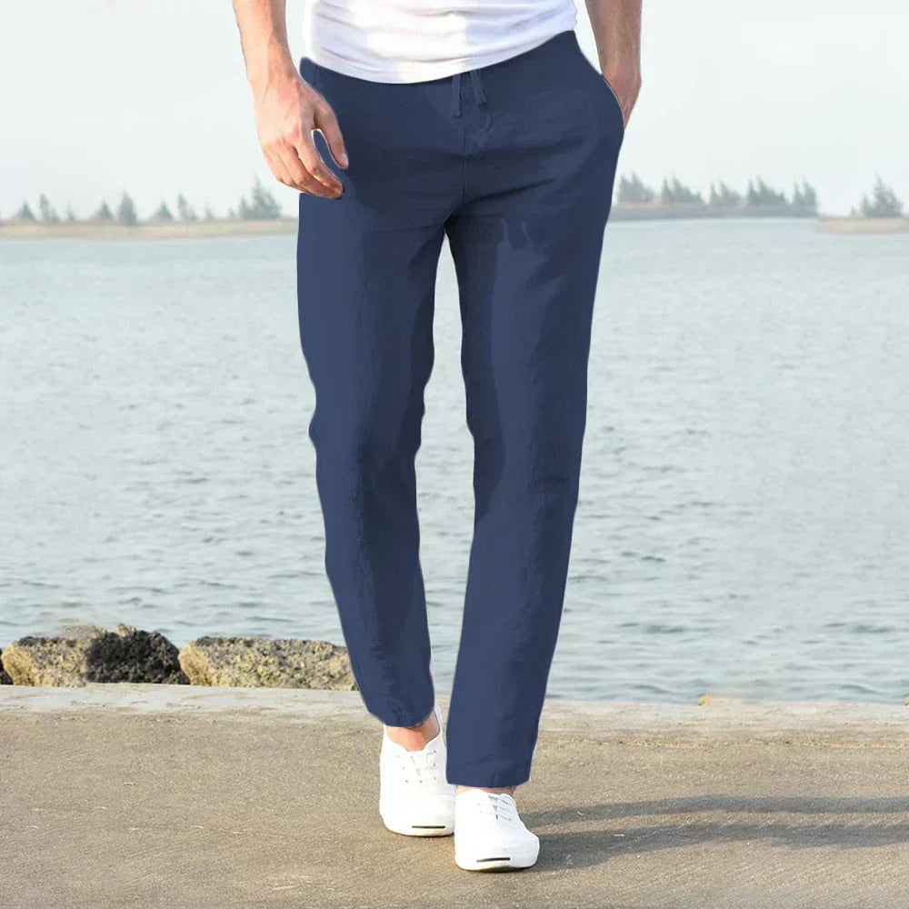 Aurelius - Pantalones ligeros de algodón-lino para hombre