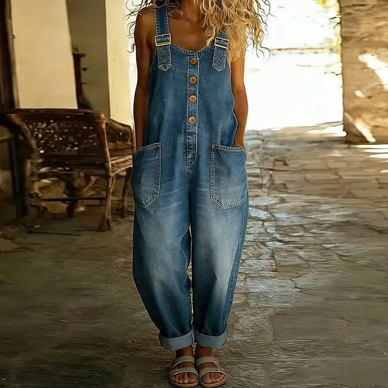 PV08 - Mono de Denim Vintage con Tirantes Regulables