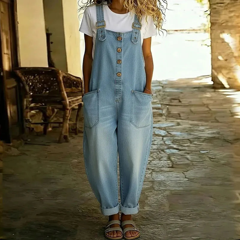 PV08 - Mono de Denim Vintage con Tirantes Regulables