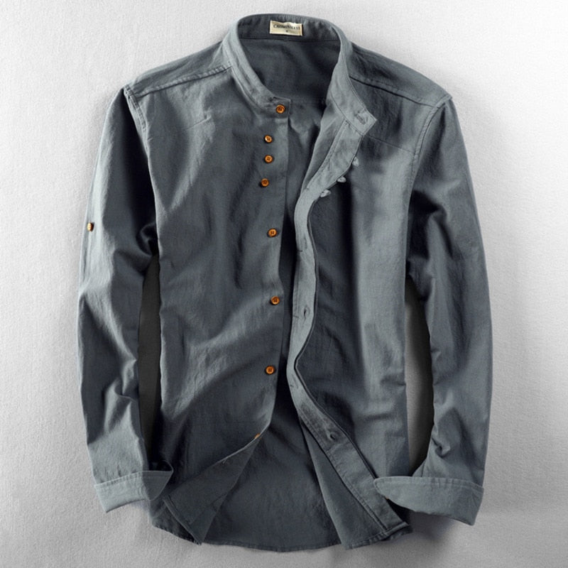 Daren - Camisa minimalista con cuello japonés