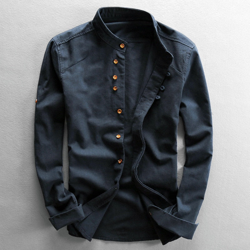 Daren - Camisa minimalista con cuello japonés