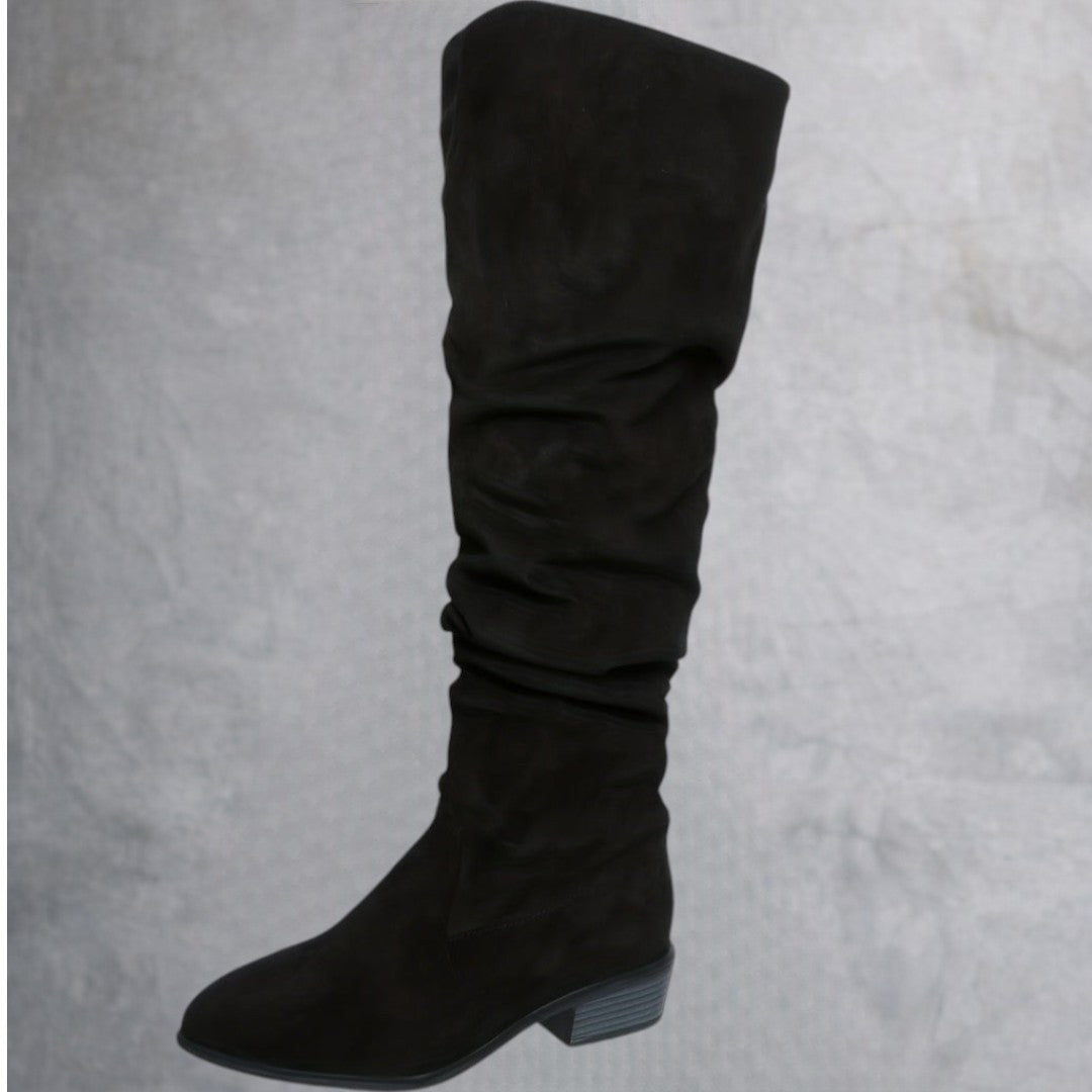 Versión alargada Botas de mujer apiladas a la moda Versátiles sobre la rodilla