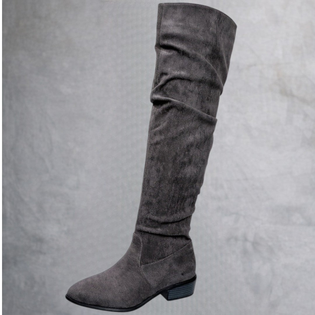 Versión alargada Botas de mujer apiladas a la moda Versátiles sobre la rodilla