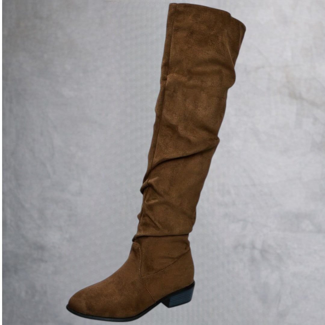 Versión alargada Botas de mujer apiladas a la moda Versátiles sobre la rodilla