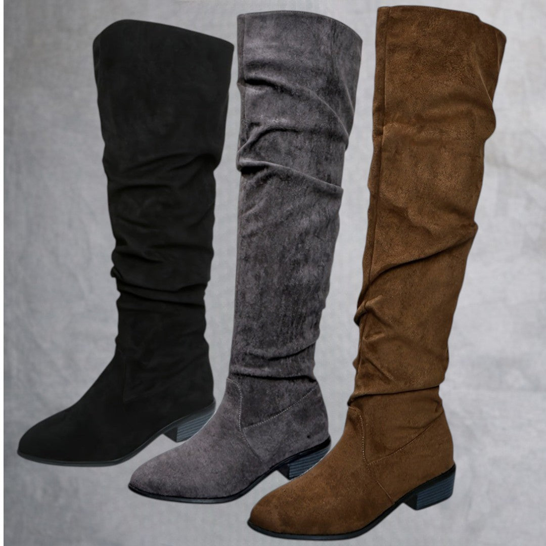 Versión alargada Botas de mujer apiladas a la moda Versátiles sobre la rodilla