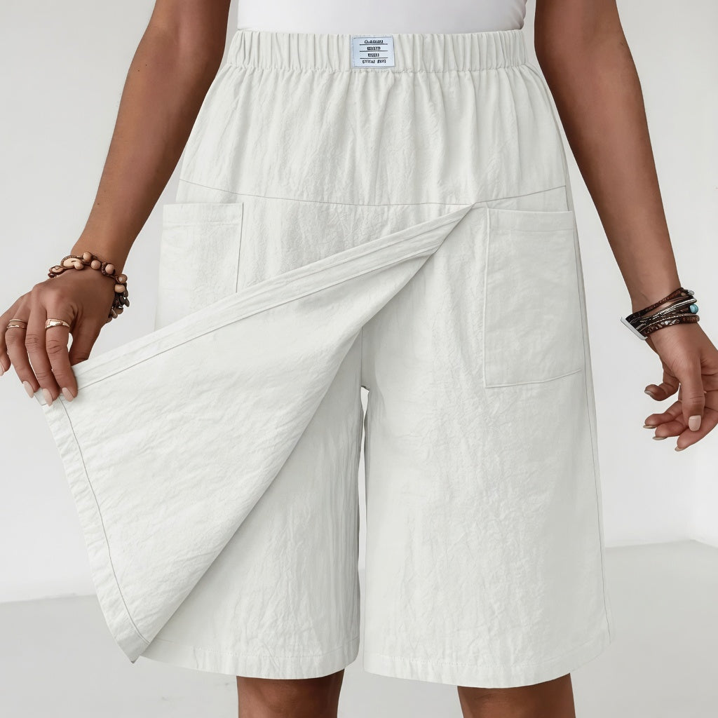 Azahara - Falda-pantalón con cintura elástica y bolsillos