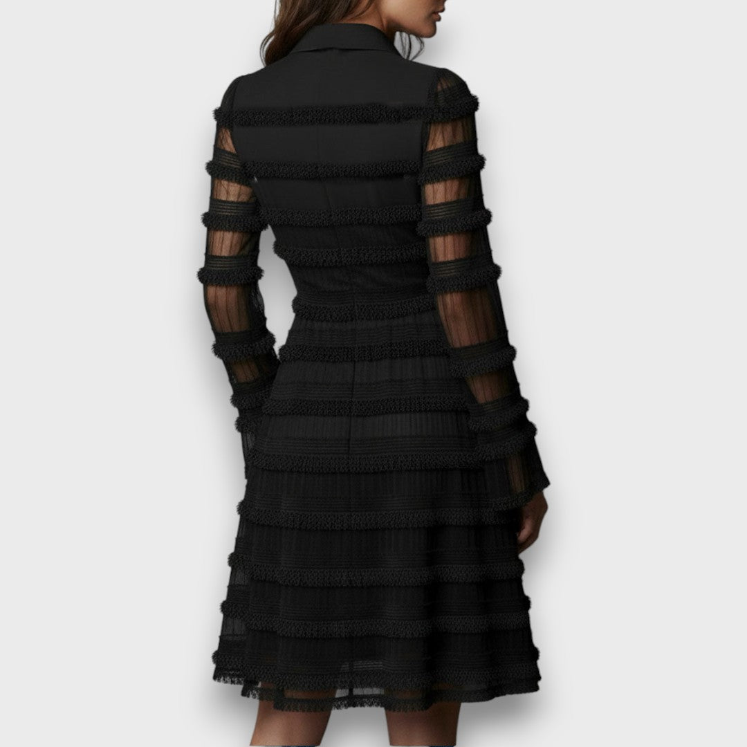 Bianca - Vestido midi con flecos transparentes