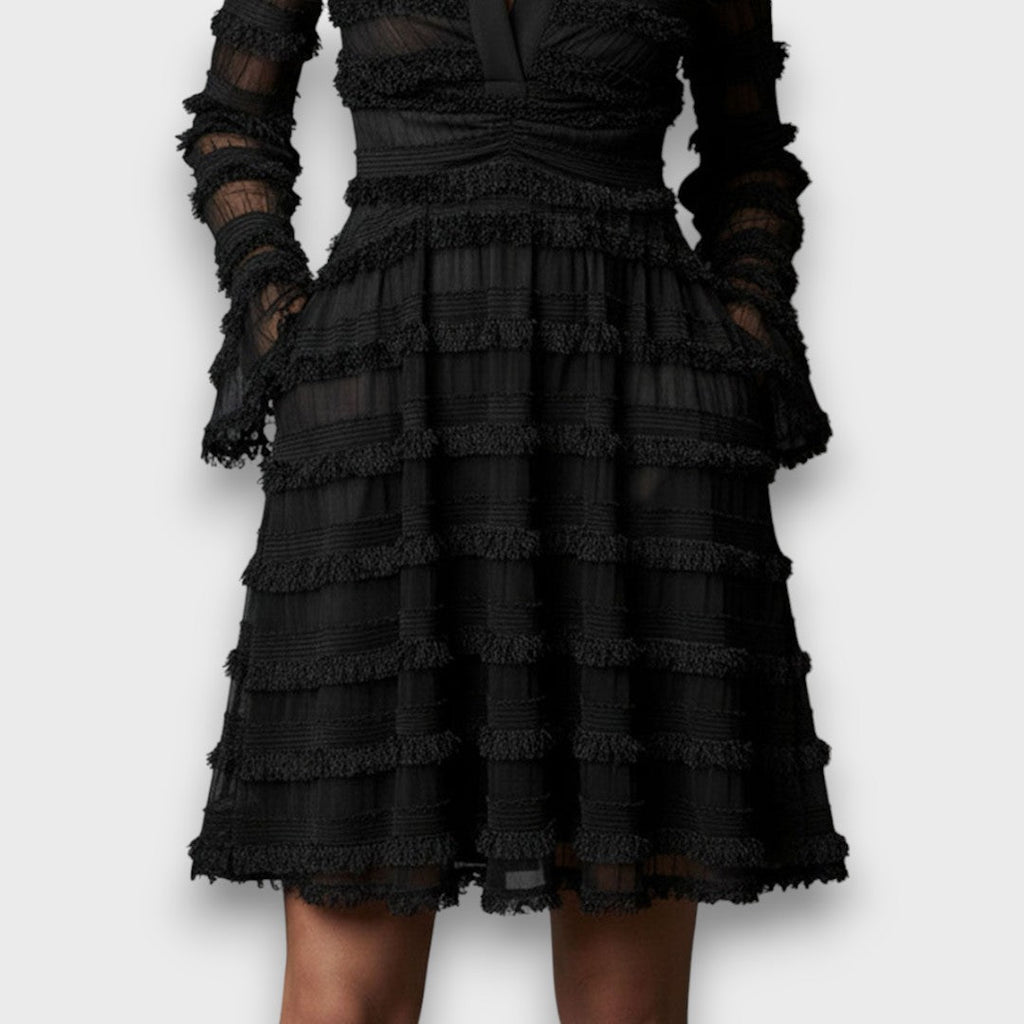Bianca - Vestido midi con flecos transparentes
