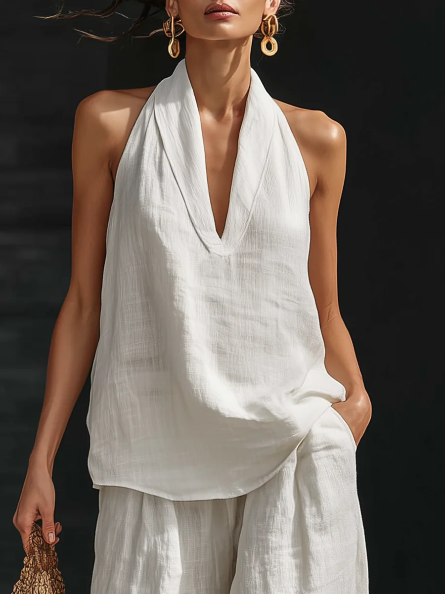 Zoë | Conjunto sin mangas con pantalón de pierna ancha