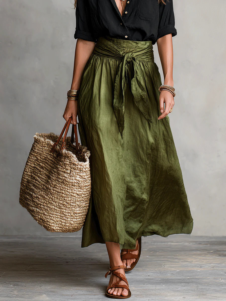 Caridad - Vestido maxi de un solo hombro, elegante y fluido
