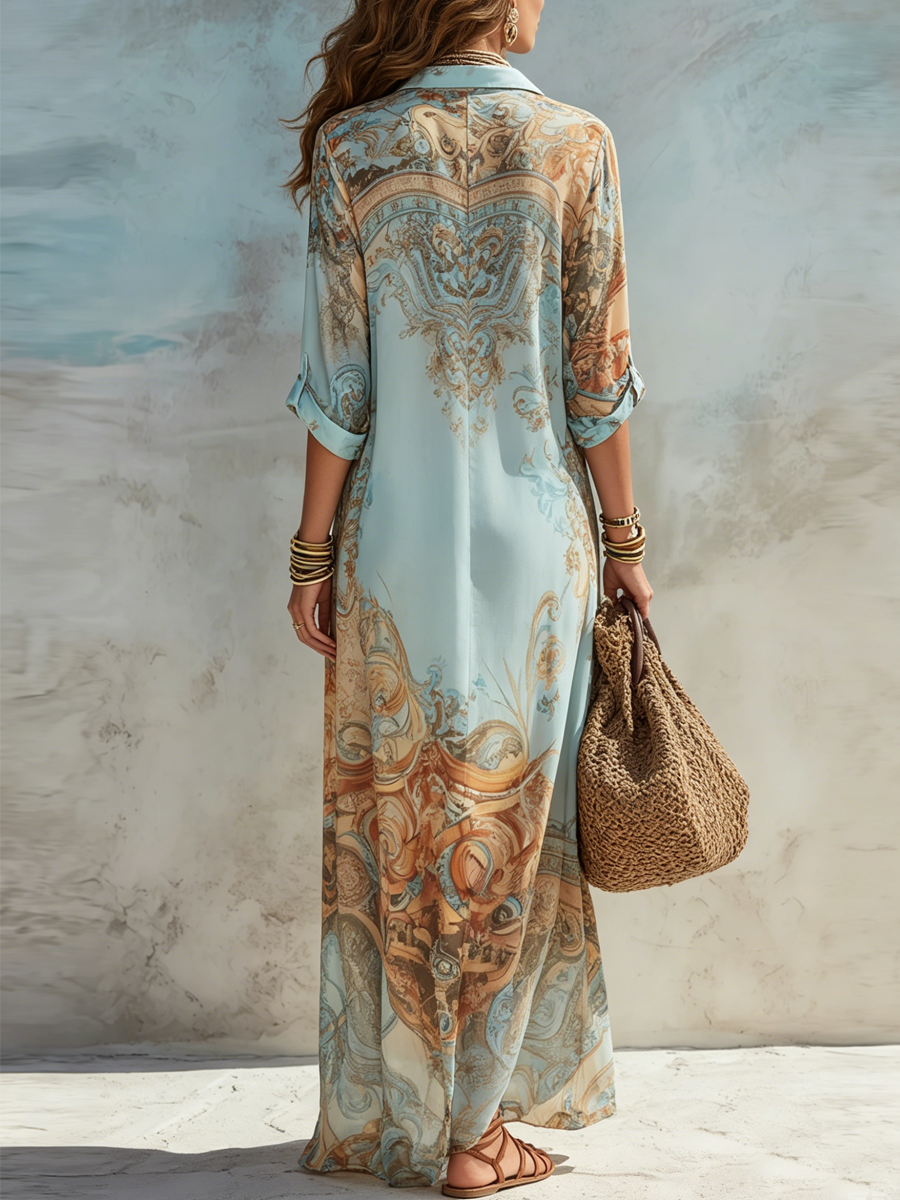 Luna - Vestido camisero mediterráneo