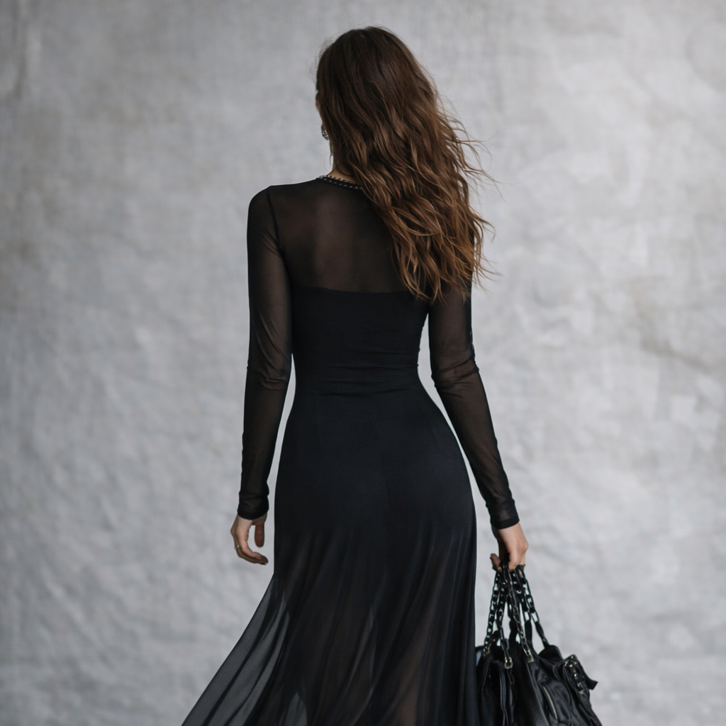 Sofi - Vestido largo holgado de tul negro