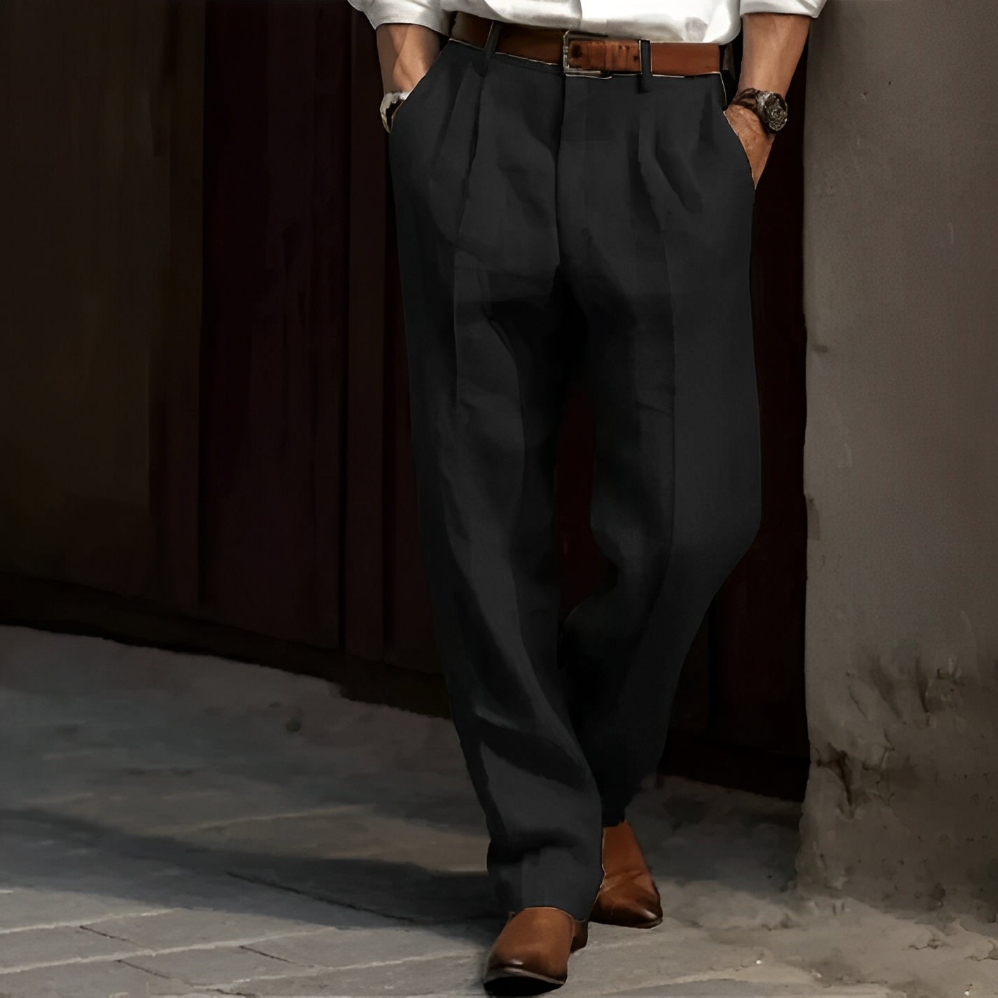 Carlos - Pantalón de lino retro para hombre