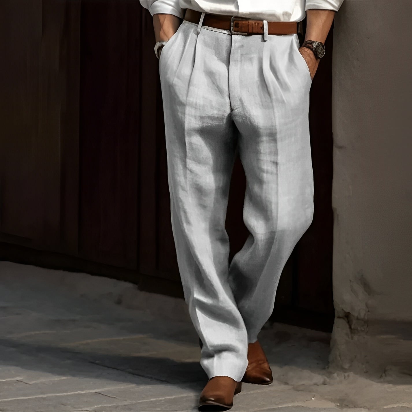 Carlos - Pantalón de lino retro para hombre