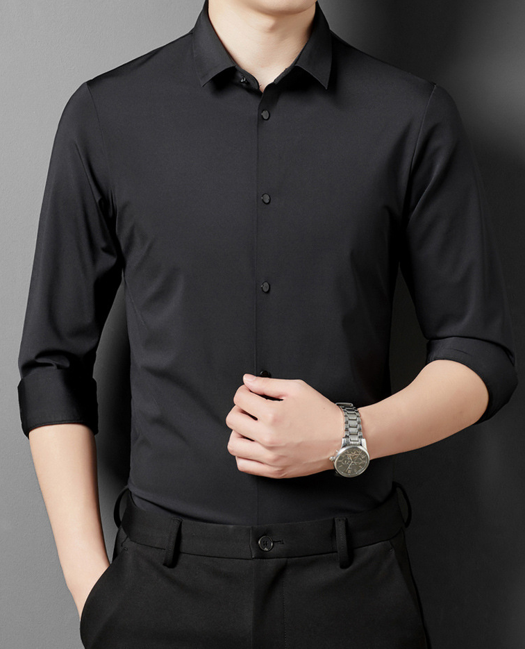 Adrian - Camisa formal sencilla y elástica para hombres