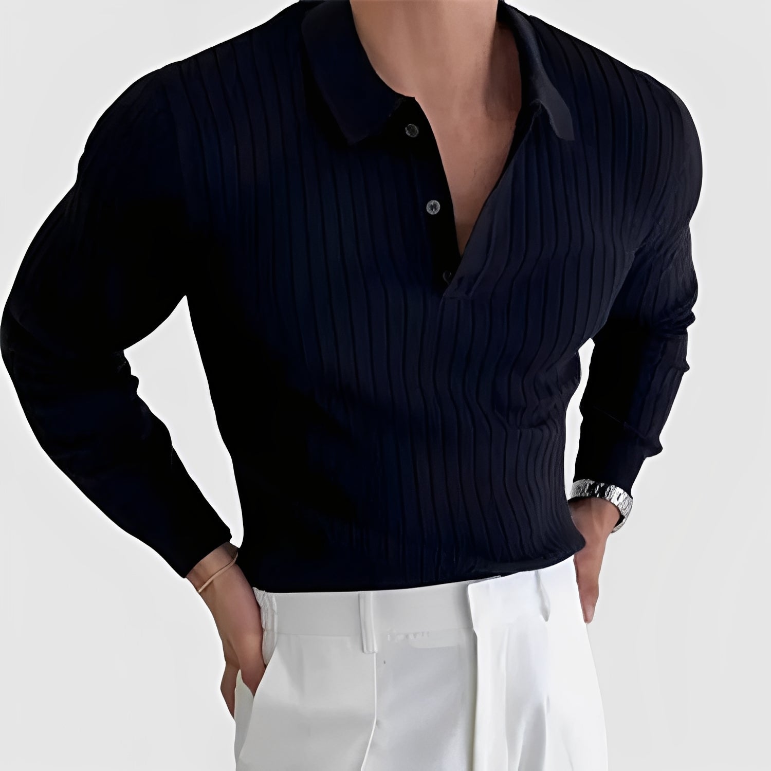 Raphael - camisa de manga larga con cuello tipo revers para hombre