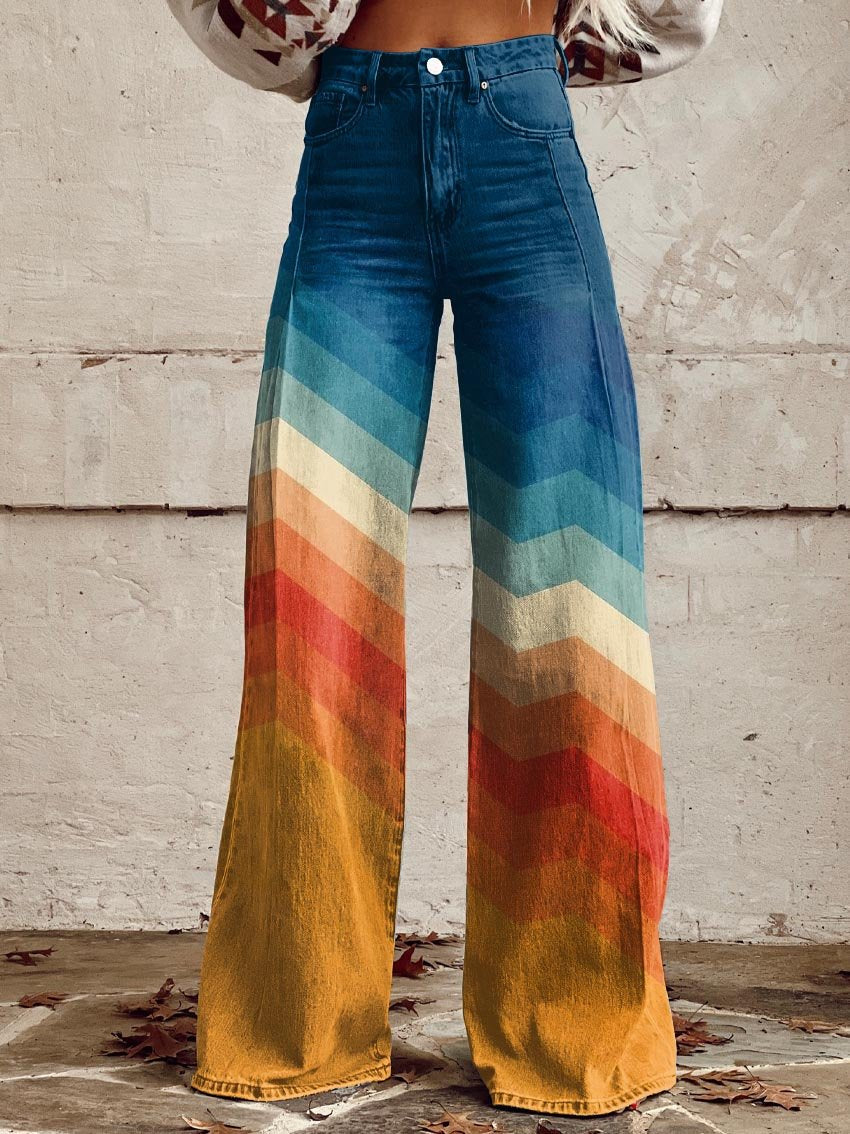 Meria - Pantalones Retro Elegantes con Diseño en Zigzag