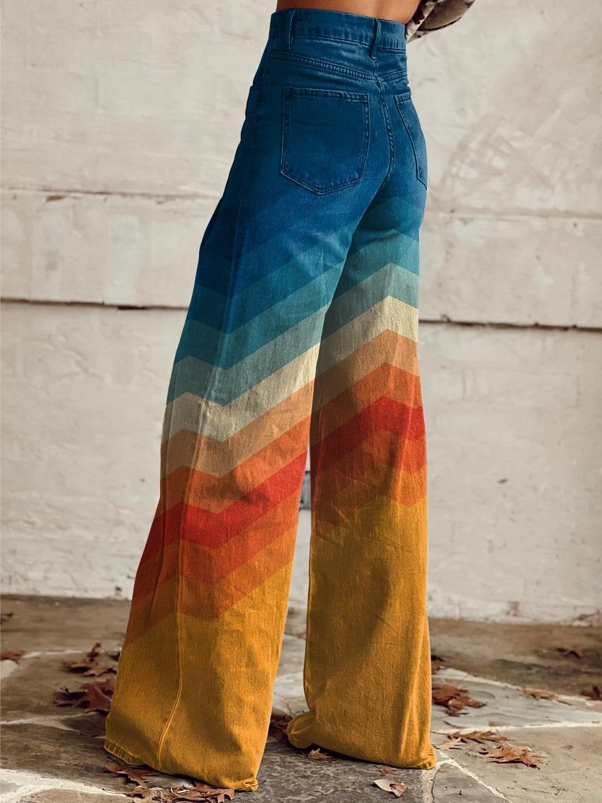 Meria - Pantalones Retro Elegantes con Diseño en Zigzag