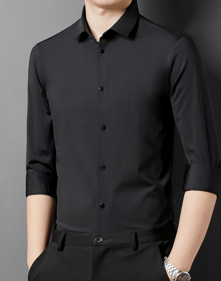 Adrian - Camisa formal sencilla y elástica para hombres