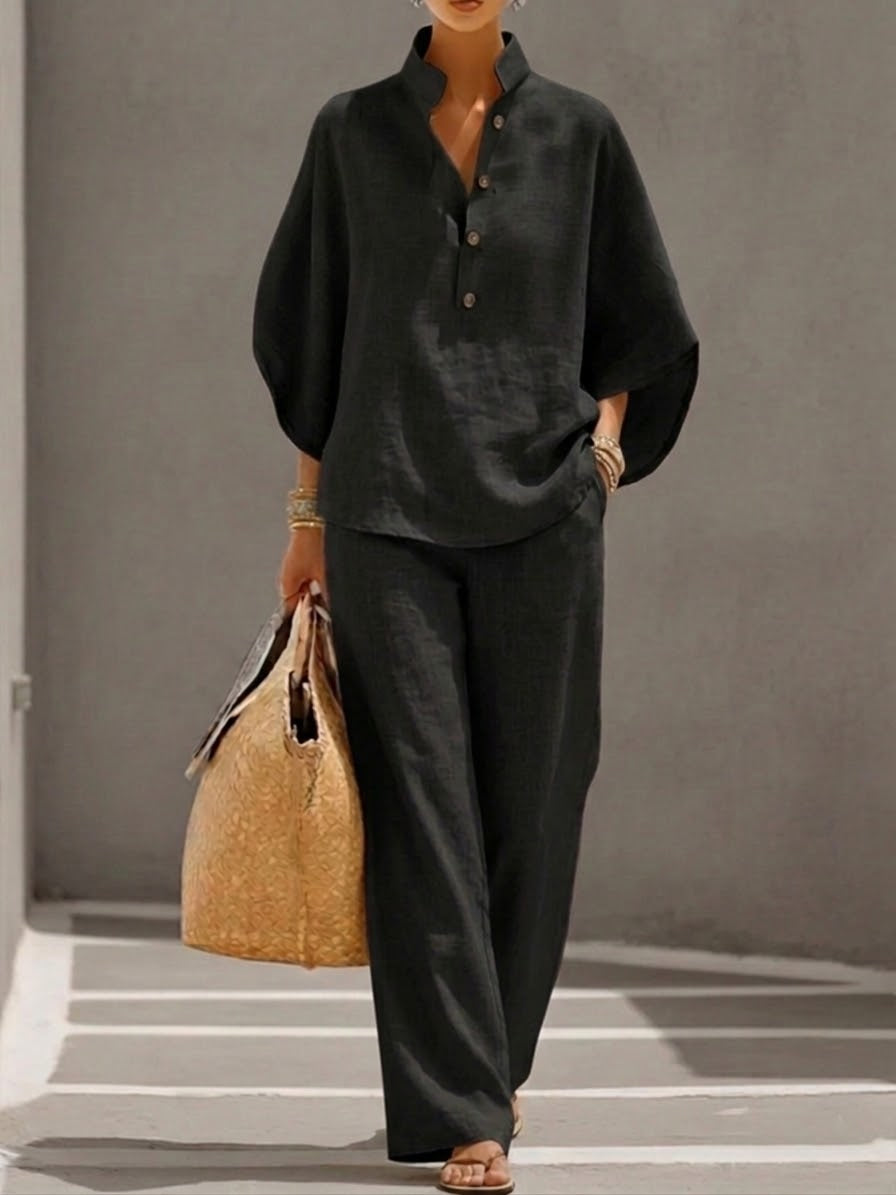 Rocío - Conjunto con mangas murciélago y pantalones anchos