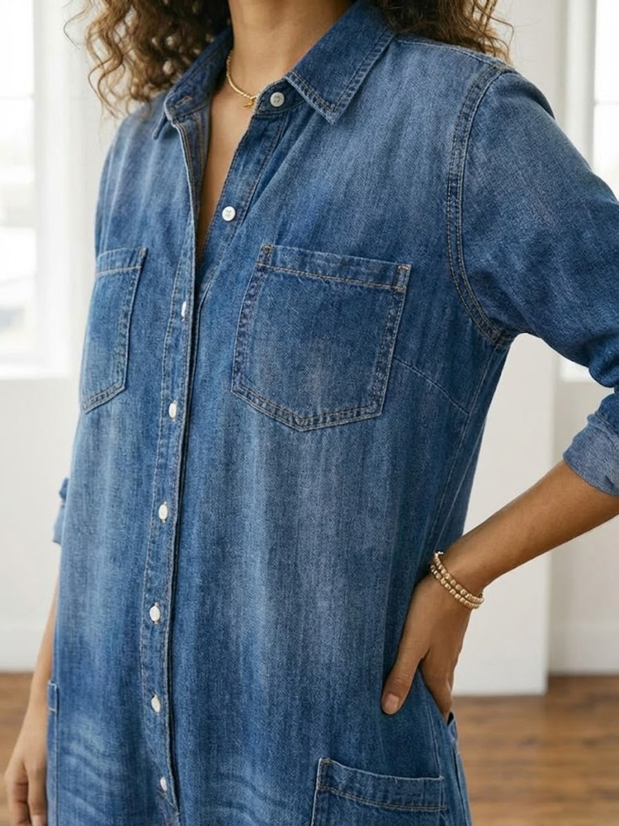PV16 - Mono Vintage en Denim Suave Lavado con Botones