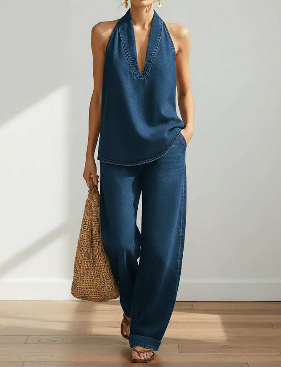 PV21 - Conjunto Gemelar de Denim con Efecto Vintage Lavado Suave