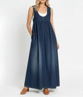 PV20 - Vestido Largo de Denim Lavado Vintage con Toque Suave