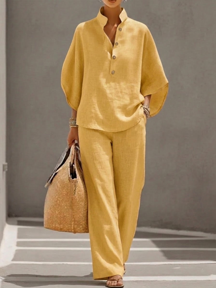 Rocío - Conjunto con mangas murciélago y pantalones anchos