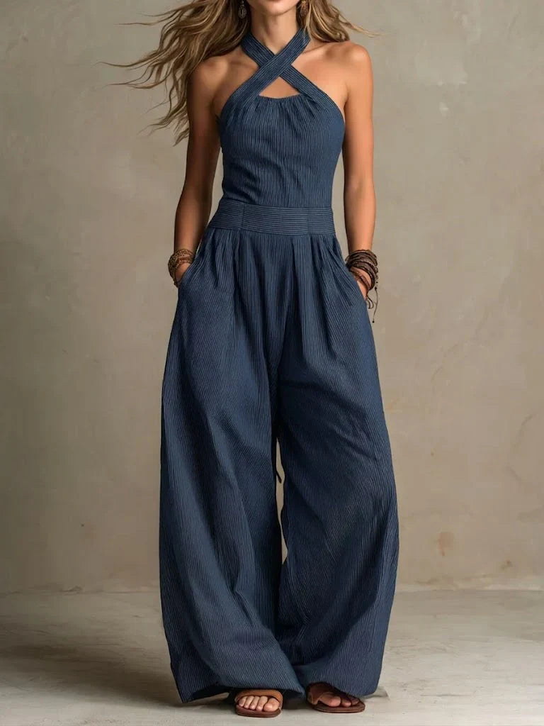 Ernestina - Mono Largo Fluido con Escote Halter