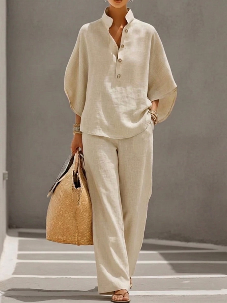 Rocío - Conjunto con mangas murciélago y pantalones anchos