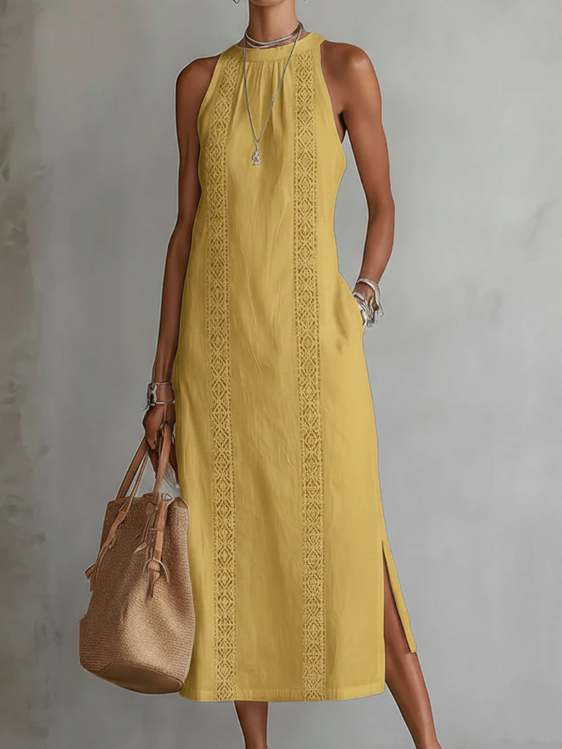 Zahara - Vestido midi elegante con cuello