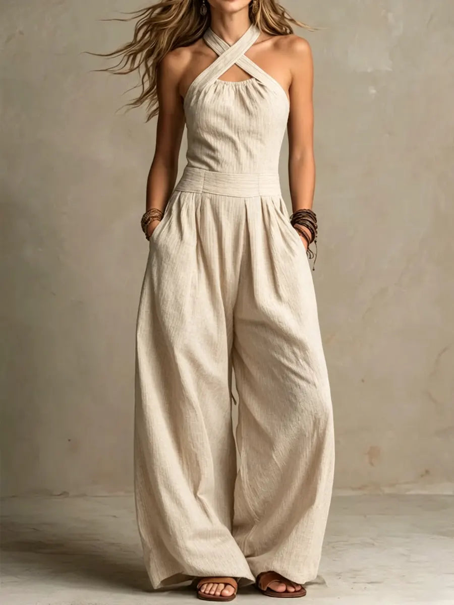 Ernestina - Mono Largo Fluido con Escote Halter