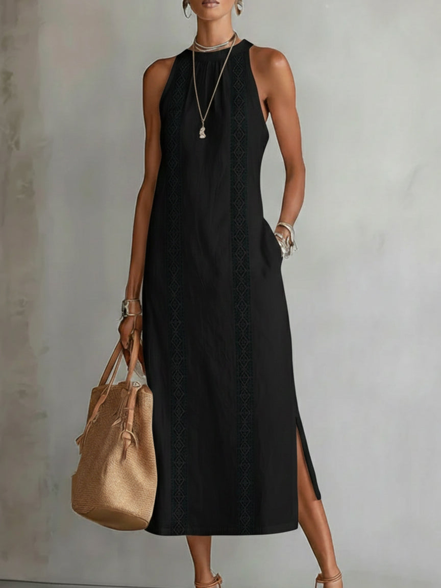 Zahara - Vestido midi elegante con cuello