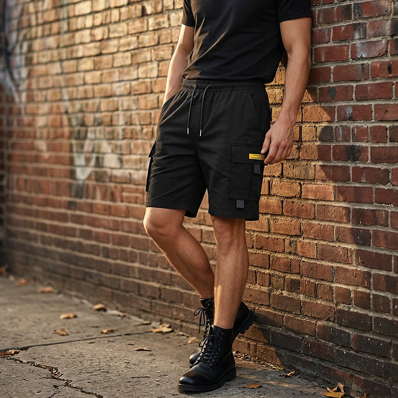 Matias -Shorts cargo casual para hombre con cordón – bolsillos multifuncionales prácticos, costuras reforzadas y corte holgado