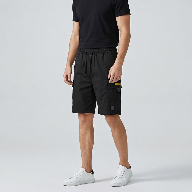 Matias -Shorts cargo casual para hombre con cordón – bolsillos multifuncionales prácticos, costuras reforzadas y corte holgado