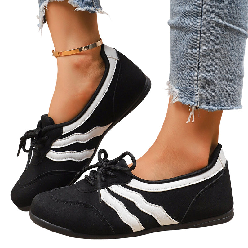 Ares -  Zapatillas deportivas retro de mujer con cordones y rayas horizontales