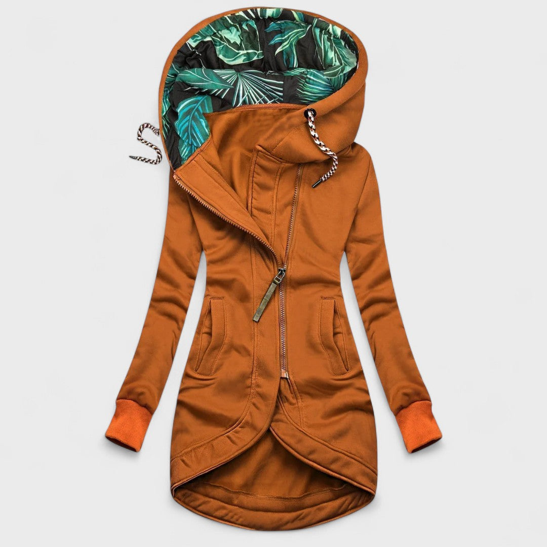 Ariadna - Abrigo elegante con cremallera asimétrica