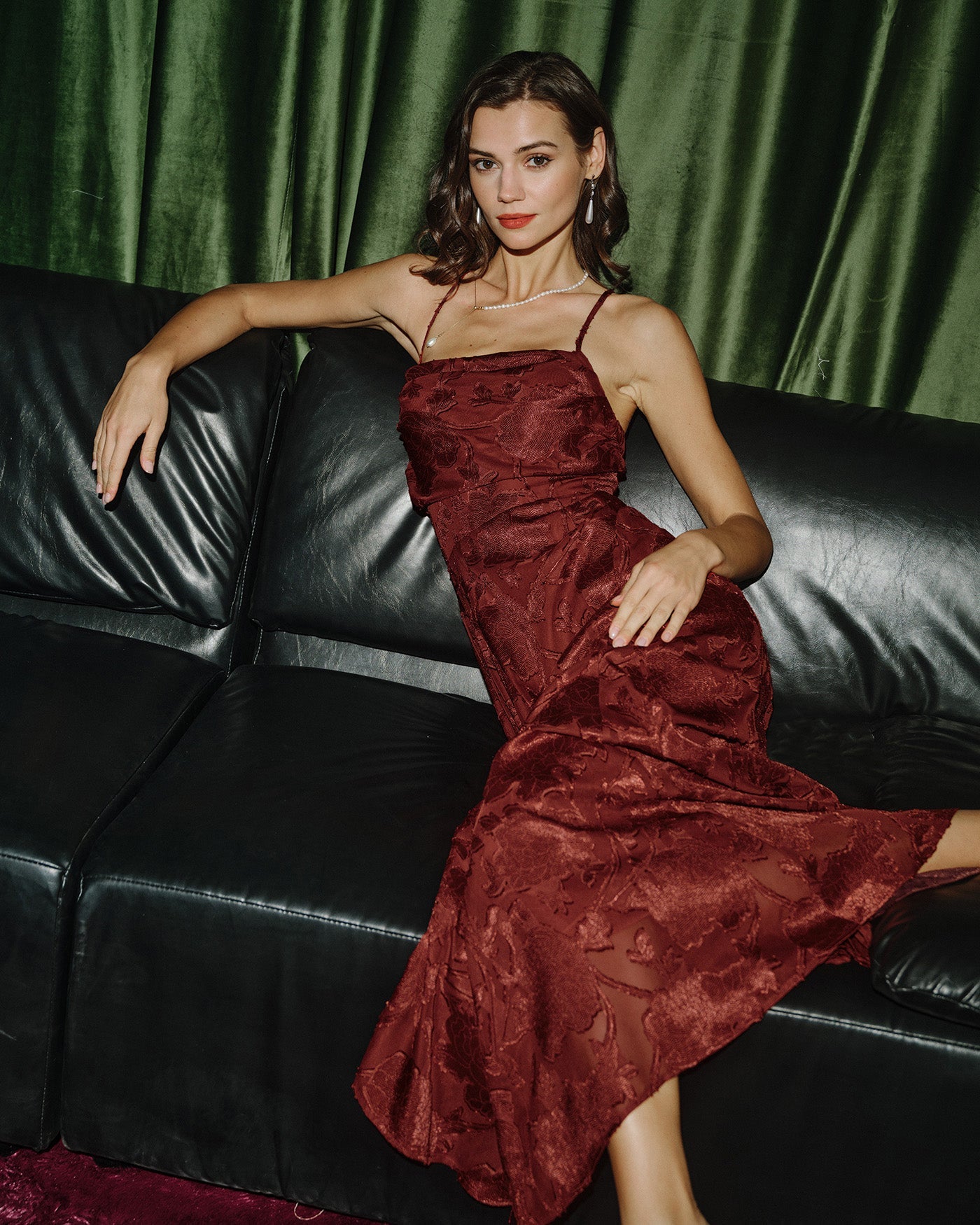 Aitana - Vestido largo estampado floral en forma de cruz